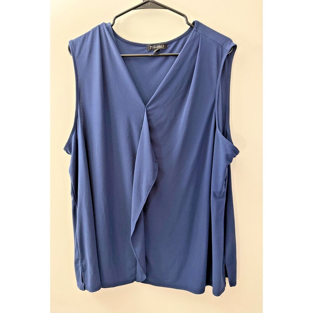 Navy V-Neck Top Tank Tunic Women's Plus 3X Coastal Cruise Vacation Capsule